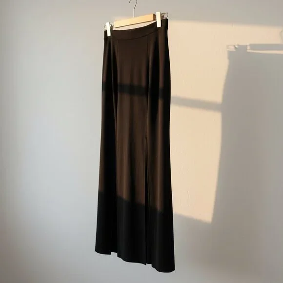 Black Flowing Maxi Skirt with Slits - Picture 1 of 6